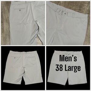 Men's Slazenger Golf  38 Large Chino Khakis Shorts Light Gray Grey Stretch EUC